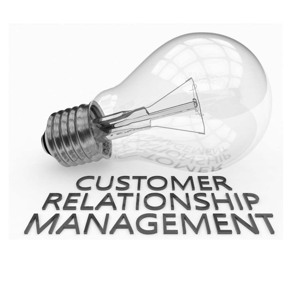 Light Bulb with customer relationship management written below