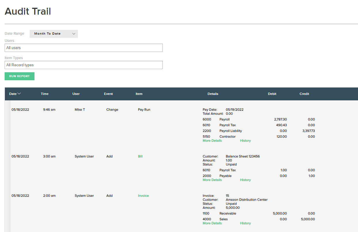 FINSYNC Audit Trail Report