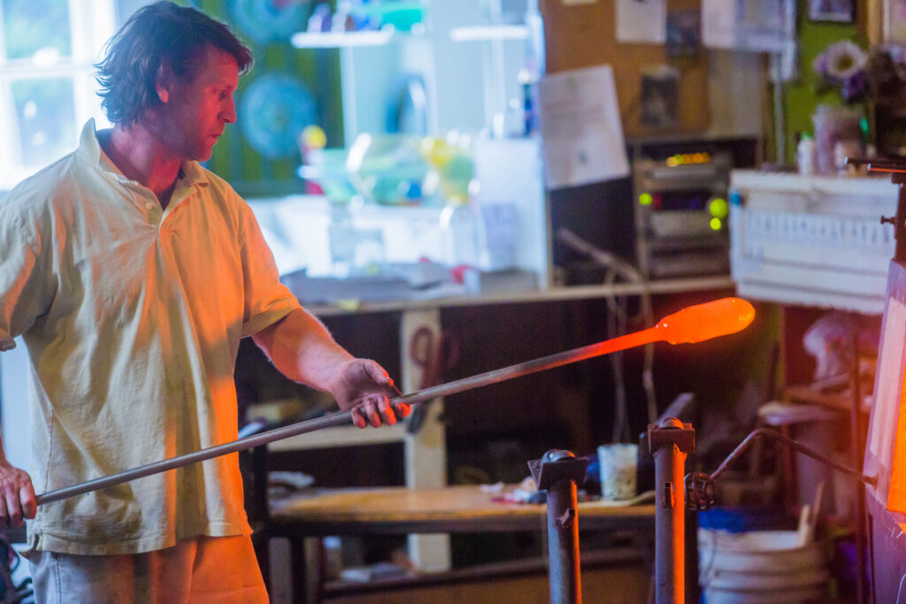 Glass blowers Working in Studio